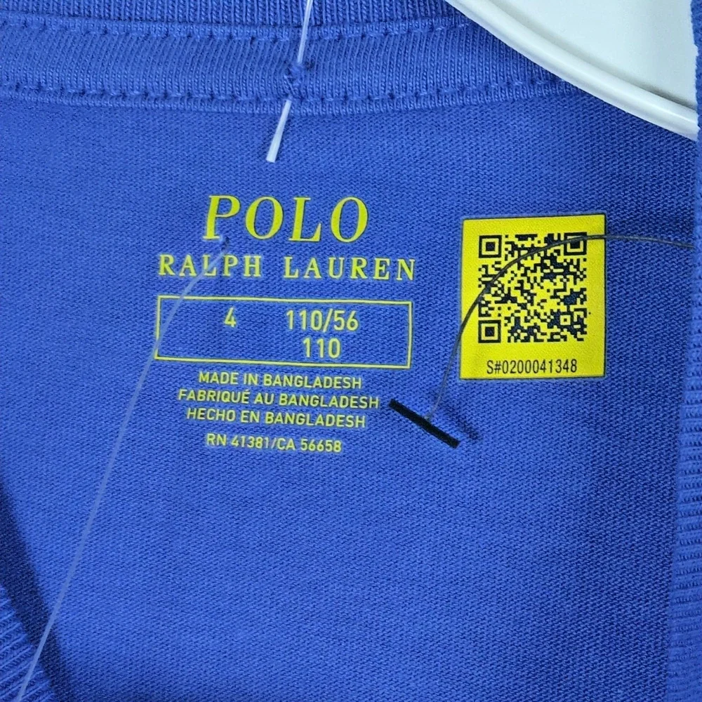 Polo Ralph Lauren Boys Shirt Size 4 Blue Long Sleeve T-Shirt Crew Neck NWT